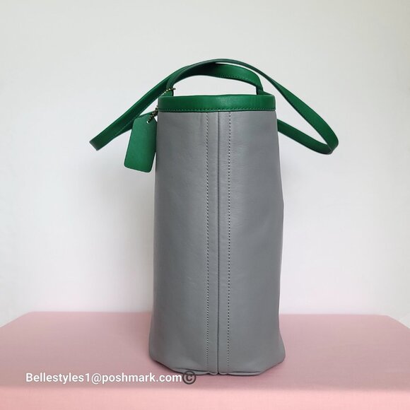 COACH Bea Colorblocked Smooth Leather Large Tote -Green Granite multi color ⭐ - Picture 7 of 16